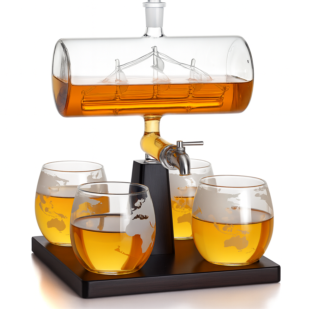 Glas-Segel-Weinflaschen-Set
