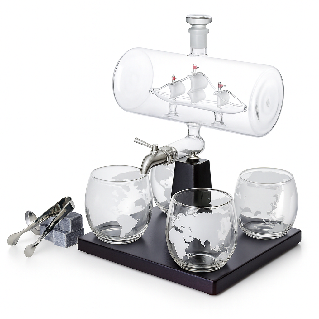 Glas-Segel-Weinflaschen-Set