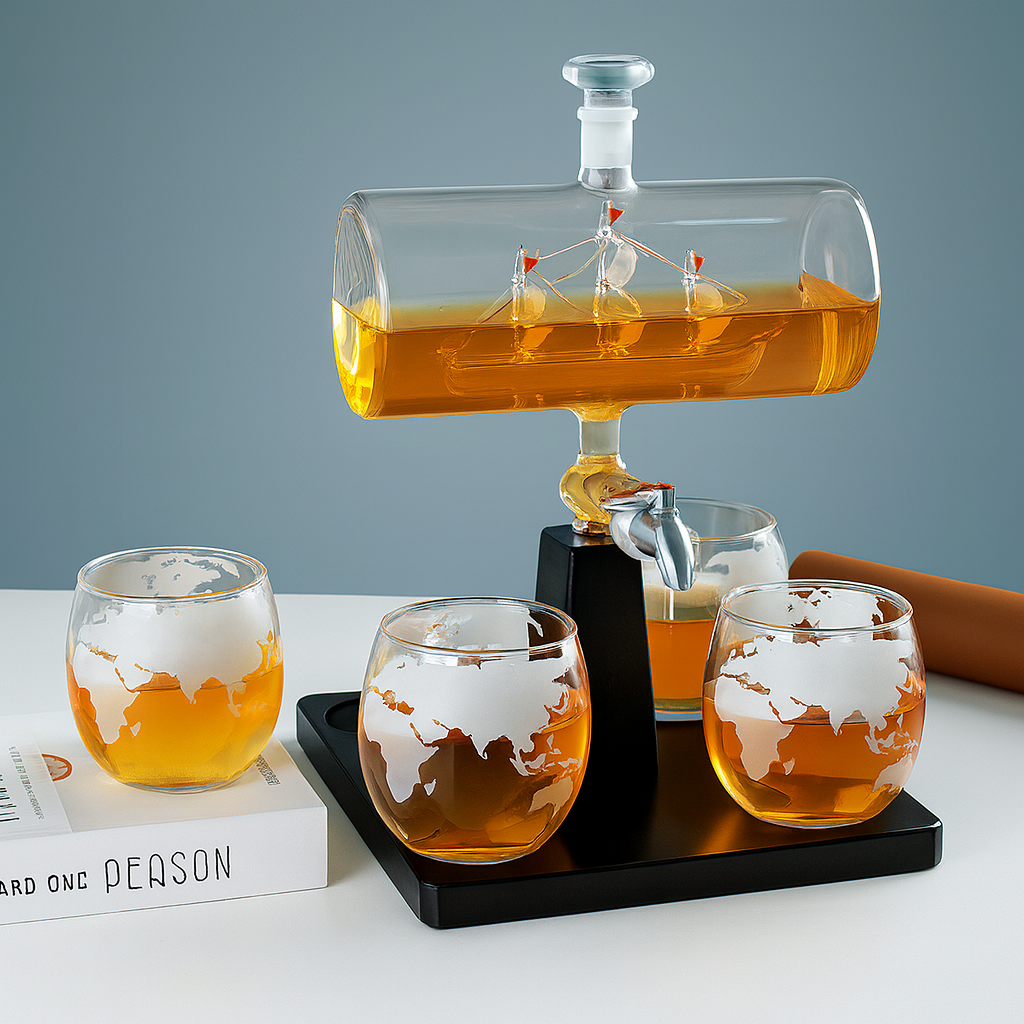 Glas-Segel-Weinflaschen-Set