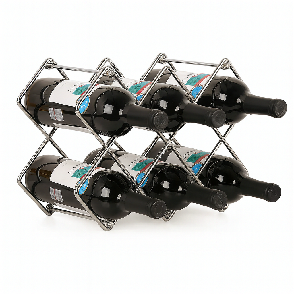 Weinregal aus Metall mit Wabenstruktur