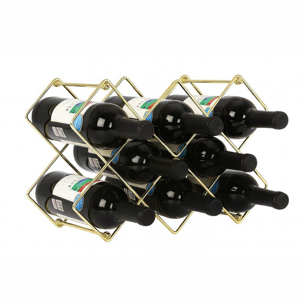 Weinregal aus Metall mit Wabenstruktur