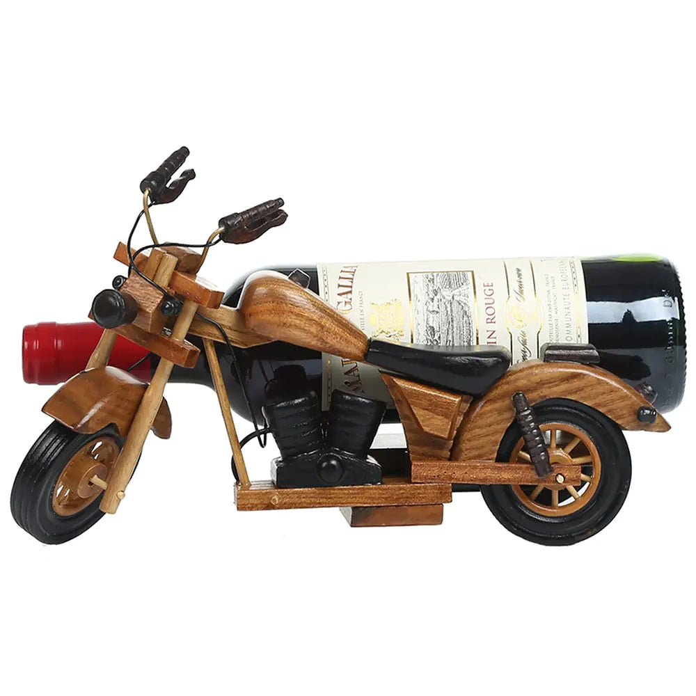 Weinregal aus Holz mit Motorradmotiv